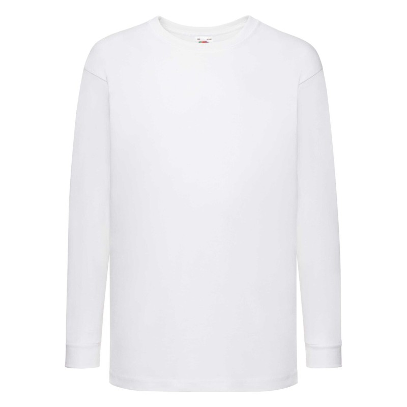 T-shirt KIDS VALUEWEIGHT LONG SLEEVE T  610070 100% Baumwolle Weiß - 160gm/m²