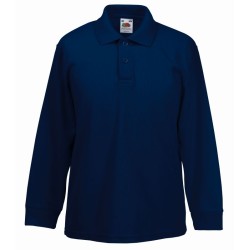 Polo KIDS 65/35 LONG SLEEVE POLO  632010 Easy care 65% poliester, 35% bawełna Białe – 170gm/m²