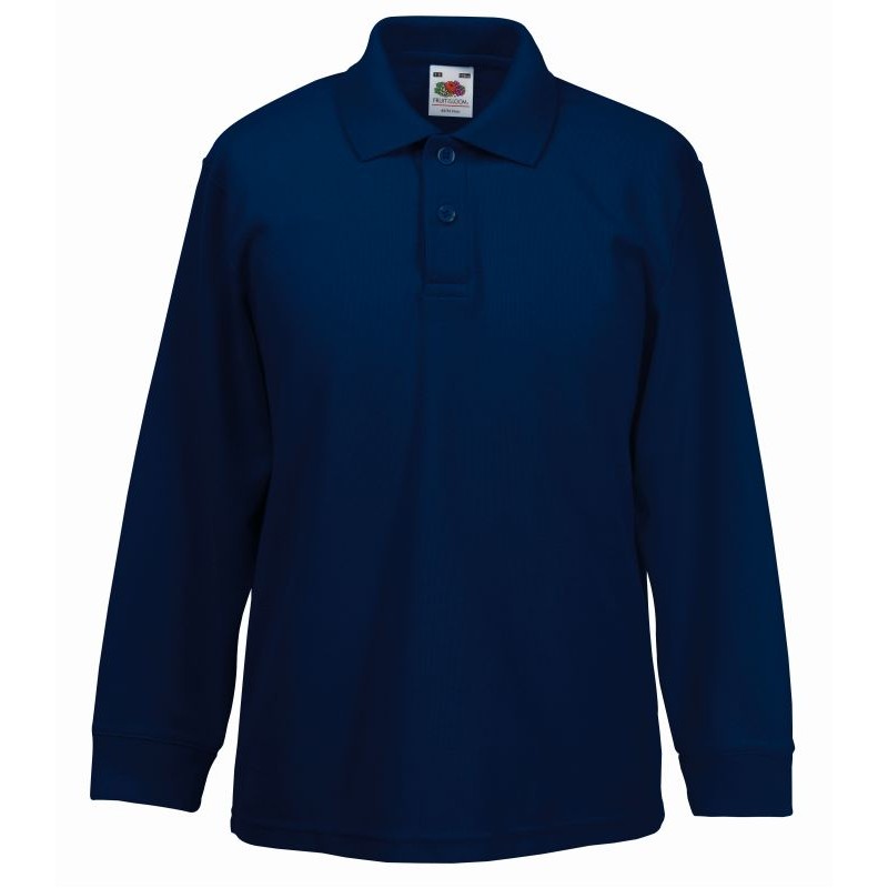 Polo KIDS 65/35 LONG SLEEVE POLO  632010 Easy care 65% poliester, 35% bawełna Białe – 170gm/m²