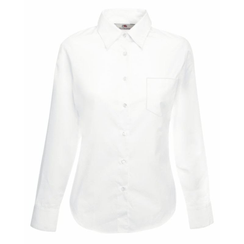 Hemd LADIES LONG SLEEVE POPLIN SHIRT  650120 55% Baumwolle, 45% Polyester Weiß - 115gm/m²