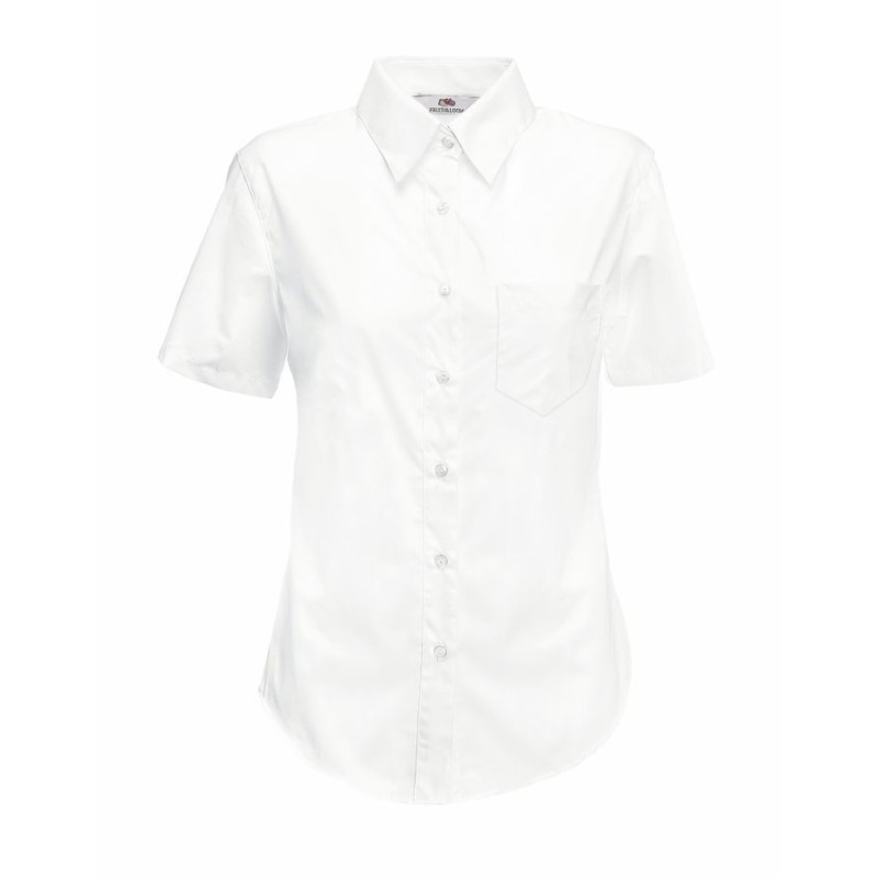Koszula LADIES SHORT SLEEVE POPLIN SHIRT  650140 55% bawełna, 45% poliester Białe – 115gm/m²