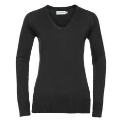 Damski pulower z dzianiny z dekoltem I typo V R710F 50% bawełna; 50% akryl CottonBlend 275g/m