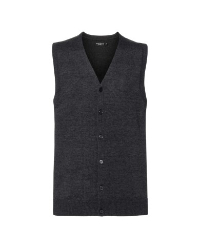 Wycięty w serek kardigan bez rękawów R719M 50% bawełna; 50% akryl CottonBlend 275g/m