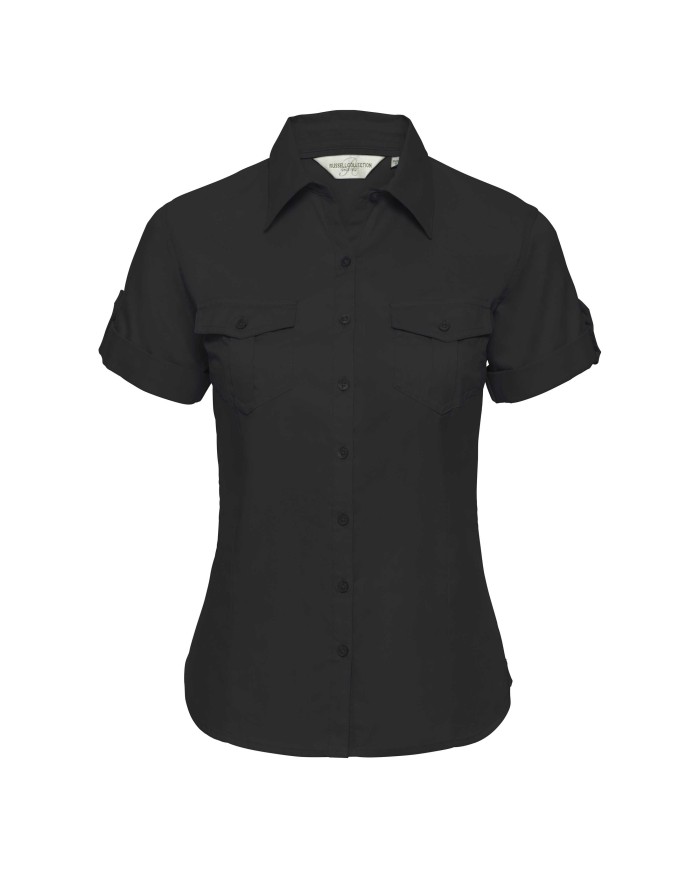 Ladies' Roll Short Sleeve Fitted Twill Shirt R919F 100% cotton twill 130g/m