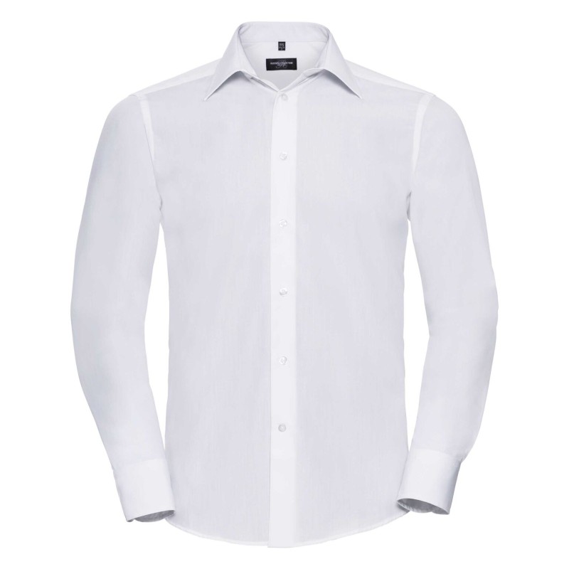 Tailliertes Baumwollmischgewebe Popeline Hemd -Langarm R924M 65% Polyester; 35% Baumwolle  Farben 105g/m; Weiß 110g/m