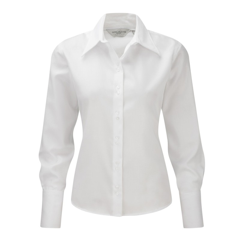 Taillierte absolut bügelfreie Bluse - Langarm R956F 100% Baumwolle micro twill 120g/m