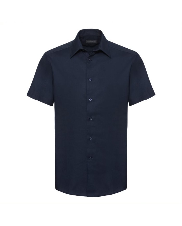 Tailliertes Oxford Hemd - Kurzarm R923M 70% Baumwolle; 30% Polyester  Farben 135g/m; Weiß 130g/m