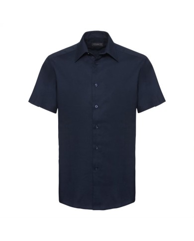 Męska koszula z krótkim rękawem Oxford, dopasowana  R923M 70% bawełna; 30% poliester  Kolorowe 135g/m; białe 130g/m