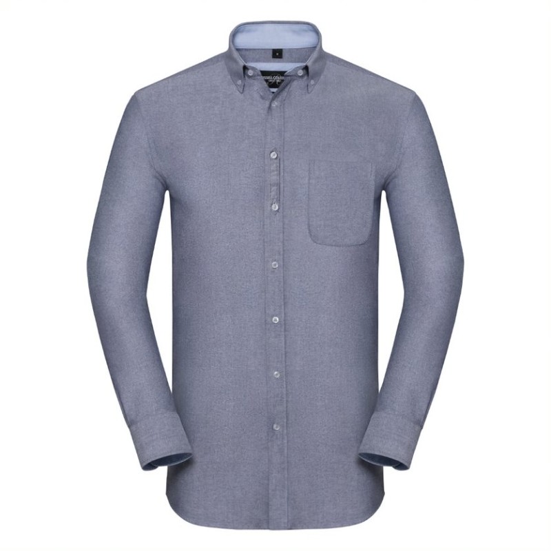 Mens Shirt long sleeve, fitted, Tailored Washed Oxford  Shirt  R920M 100 % bawełny organic 140 g