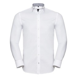 Mens Shirt long sleeve, Tailored Contrast Herringbone Shirt  R964M 84/16 125g/130g