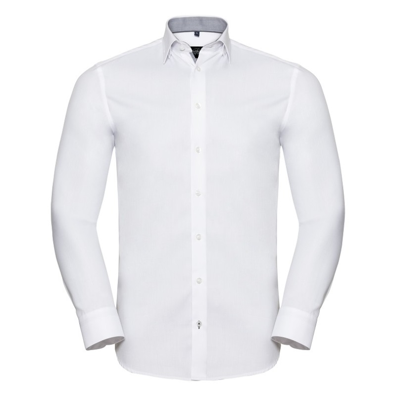 Mens Shirt long sleeve, Tailored Contrast Herringbone Shirt  R964M 84/16 125g/130g