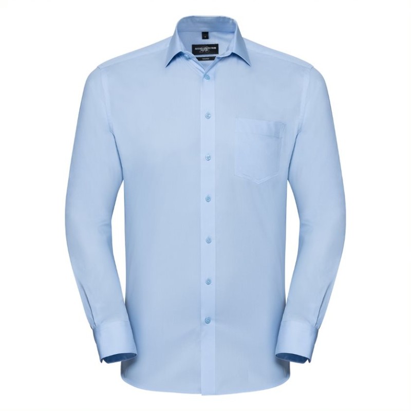 Mens Long Sleeve Tailored Coolmax Shirt 70% Cotton / 30% Polyester (Coolmax) 110/105