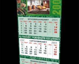 Kalendarz trójdzielny firmy FS