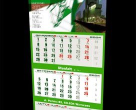 Kalendarz trójdzielny firmy MASFALT