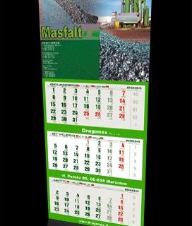 Kalendarz trójdzielny firmy MASFALT