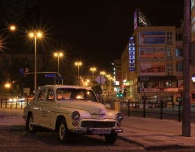 Olsztyn z Warszawy nocą